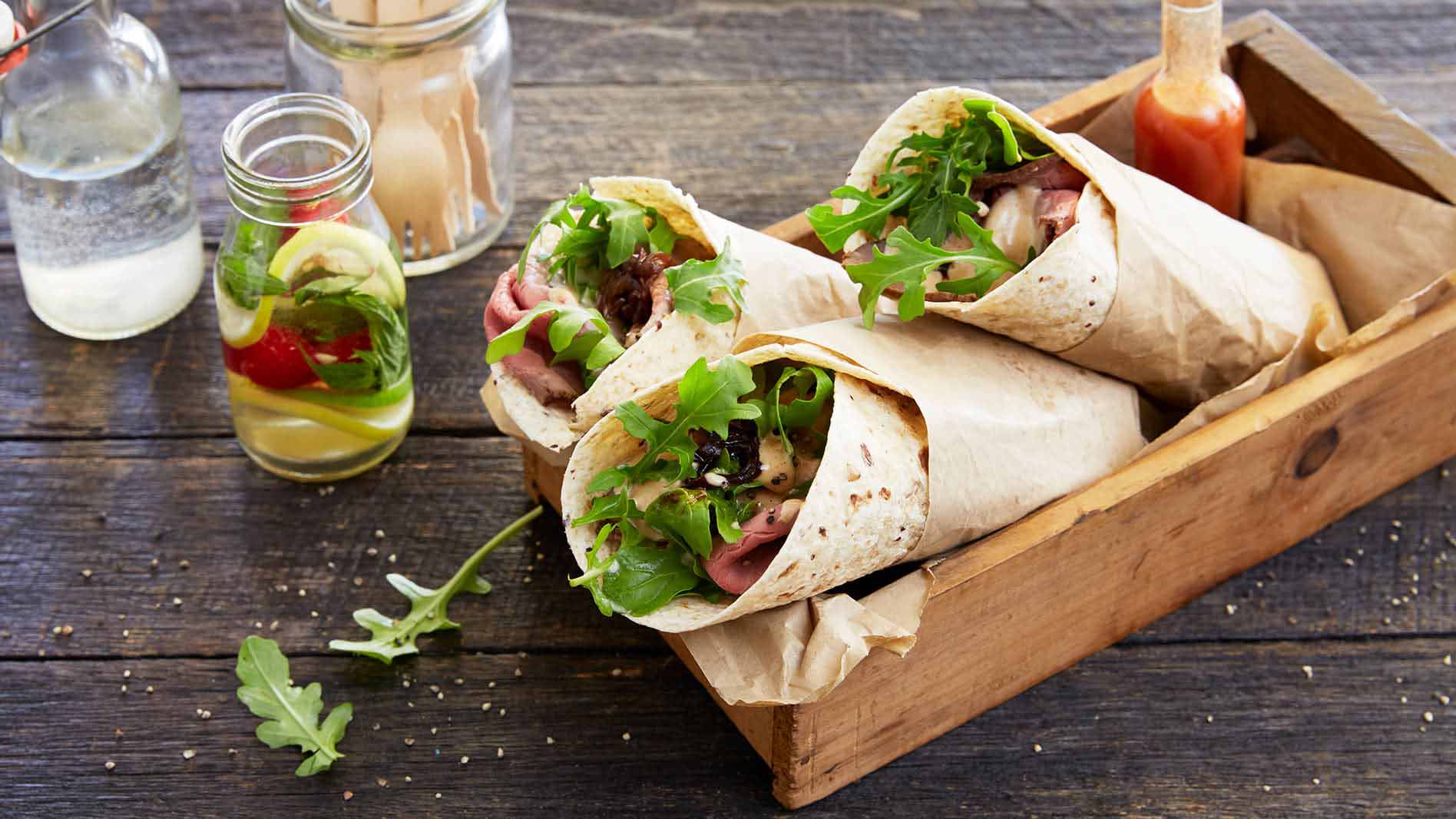 Roast Beef Wrap with Grilled Red Onions and BBQ Aioli