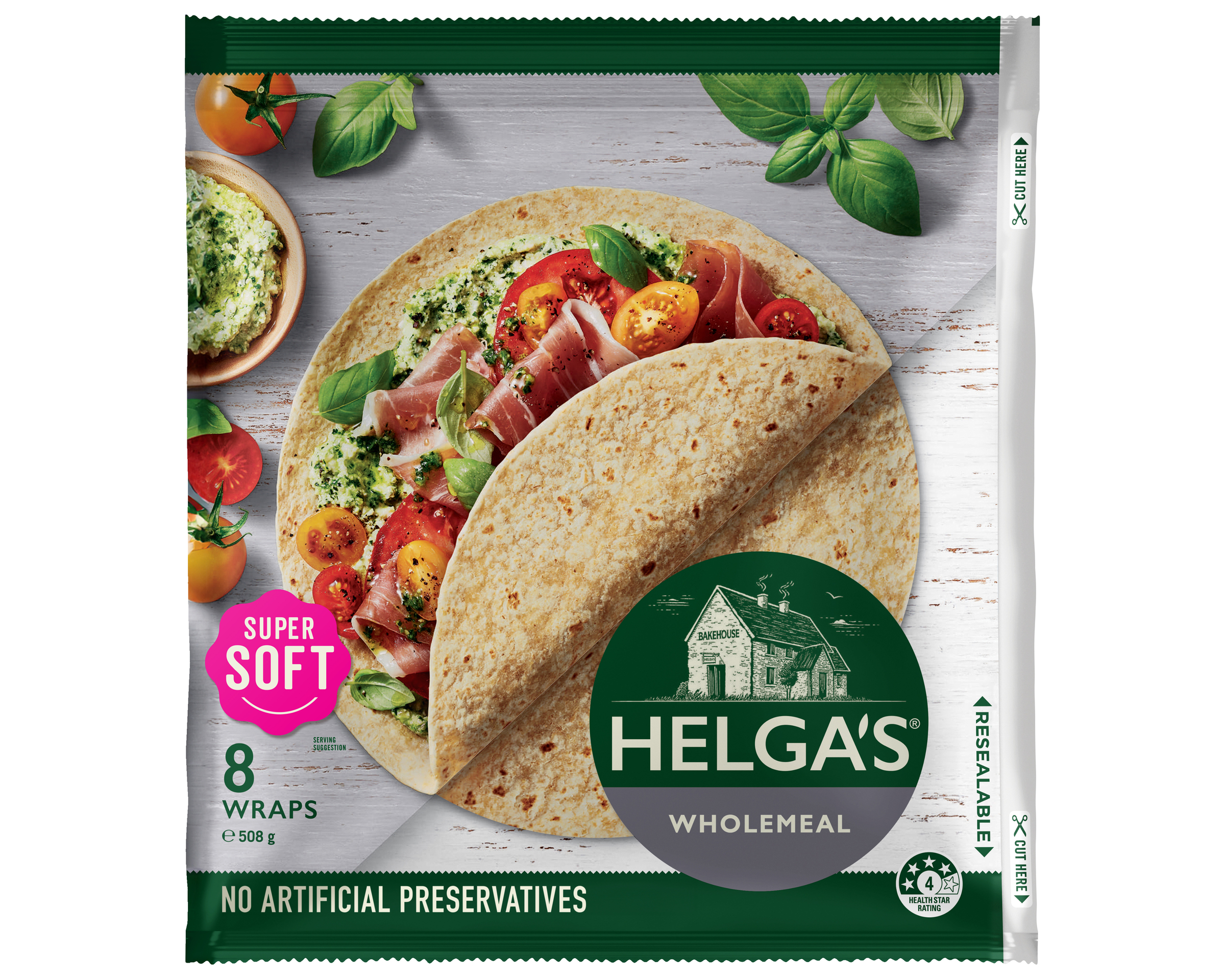 Helgas Wrap Traditional Wholemeal P8 508 g