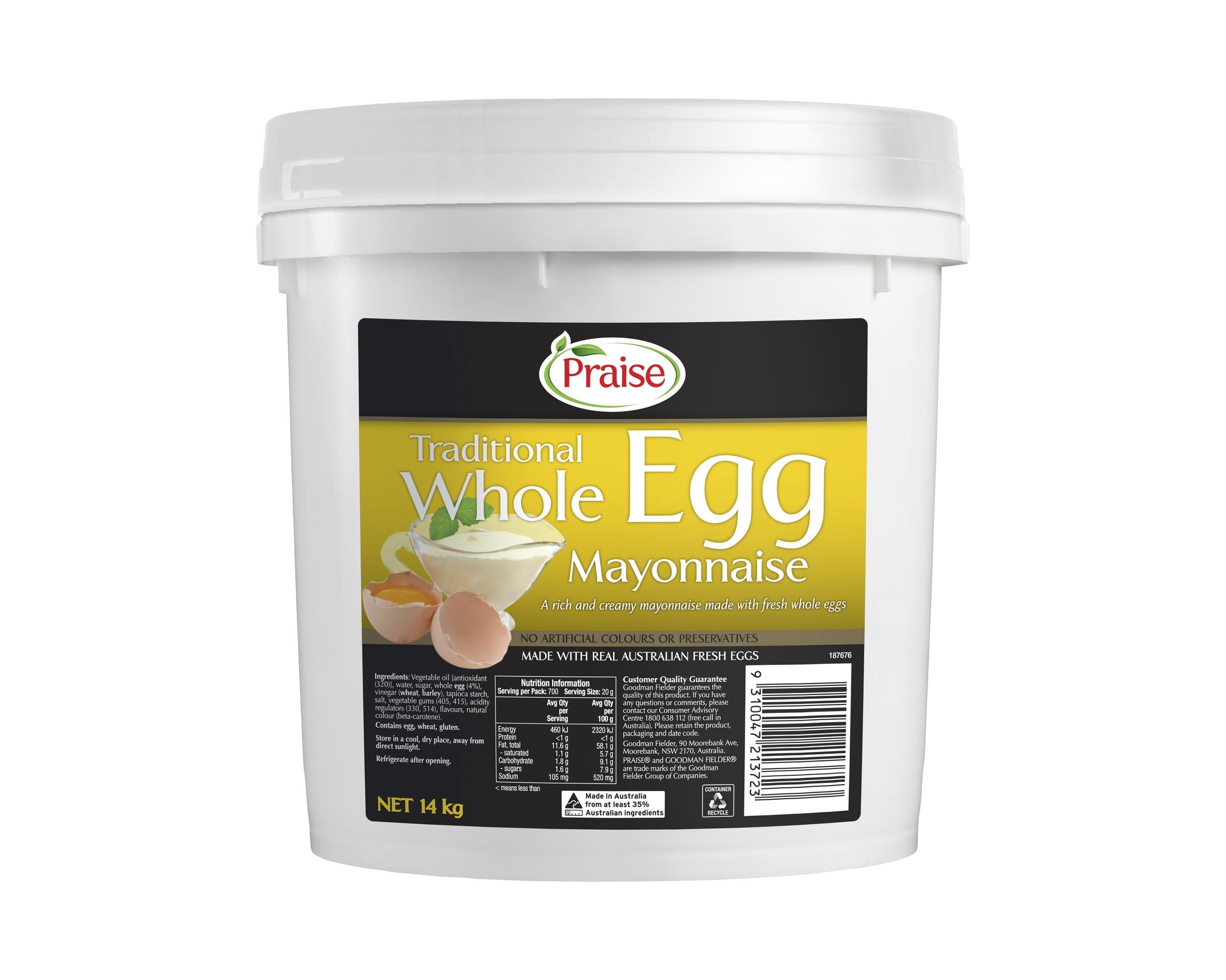 Praise Traditional Whole Egg Mayonnaise 14kg